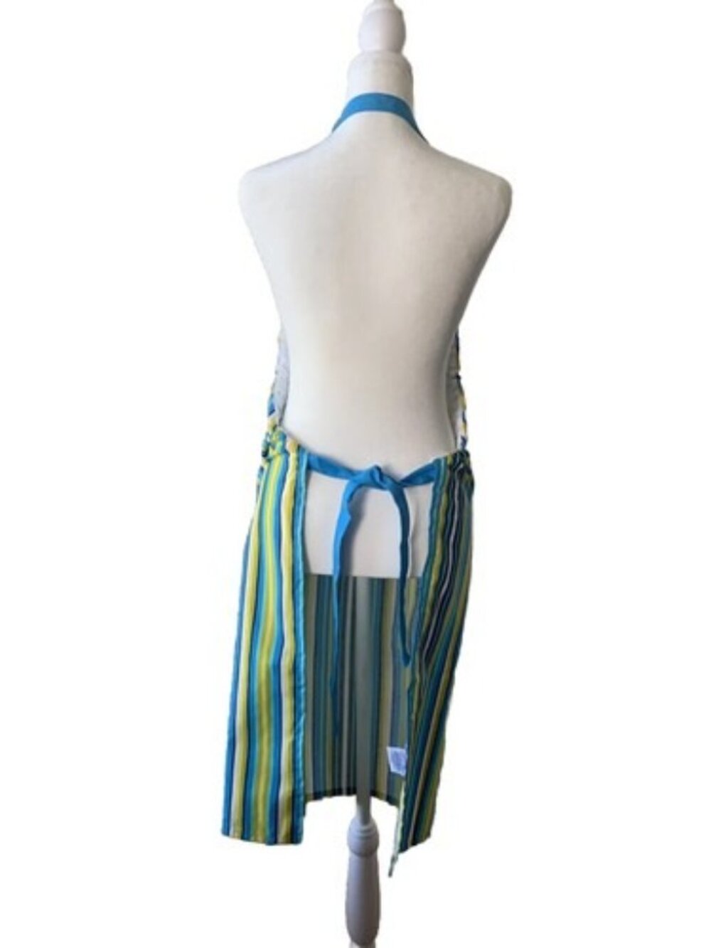 FiestaWare Apron Calypso Fashion Kitchen Utility Stripe Blue Yellow Fiesta NWOT - Picture 3 of 5